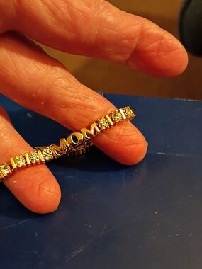 Gold Tone MOM Tennis Bracelet with Clear Crystal Accents